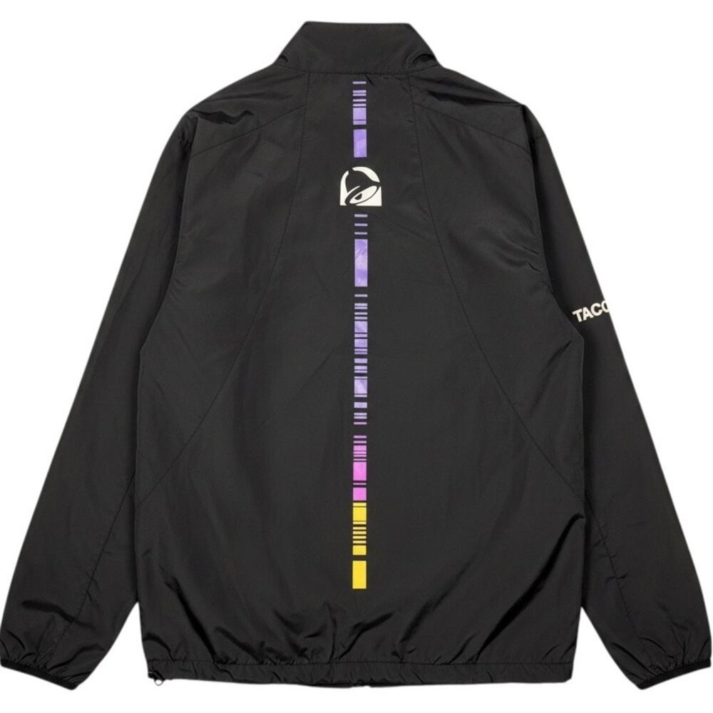 Taco Bell Jacket Mens Large Black Zip Up Windbreaker Logo Fast Food Employee